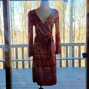 Diane VonFurstenberg wrap dress, slinky-sexy mauve, purple, rust viscose. Small.